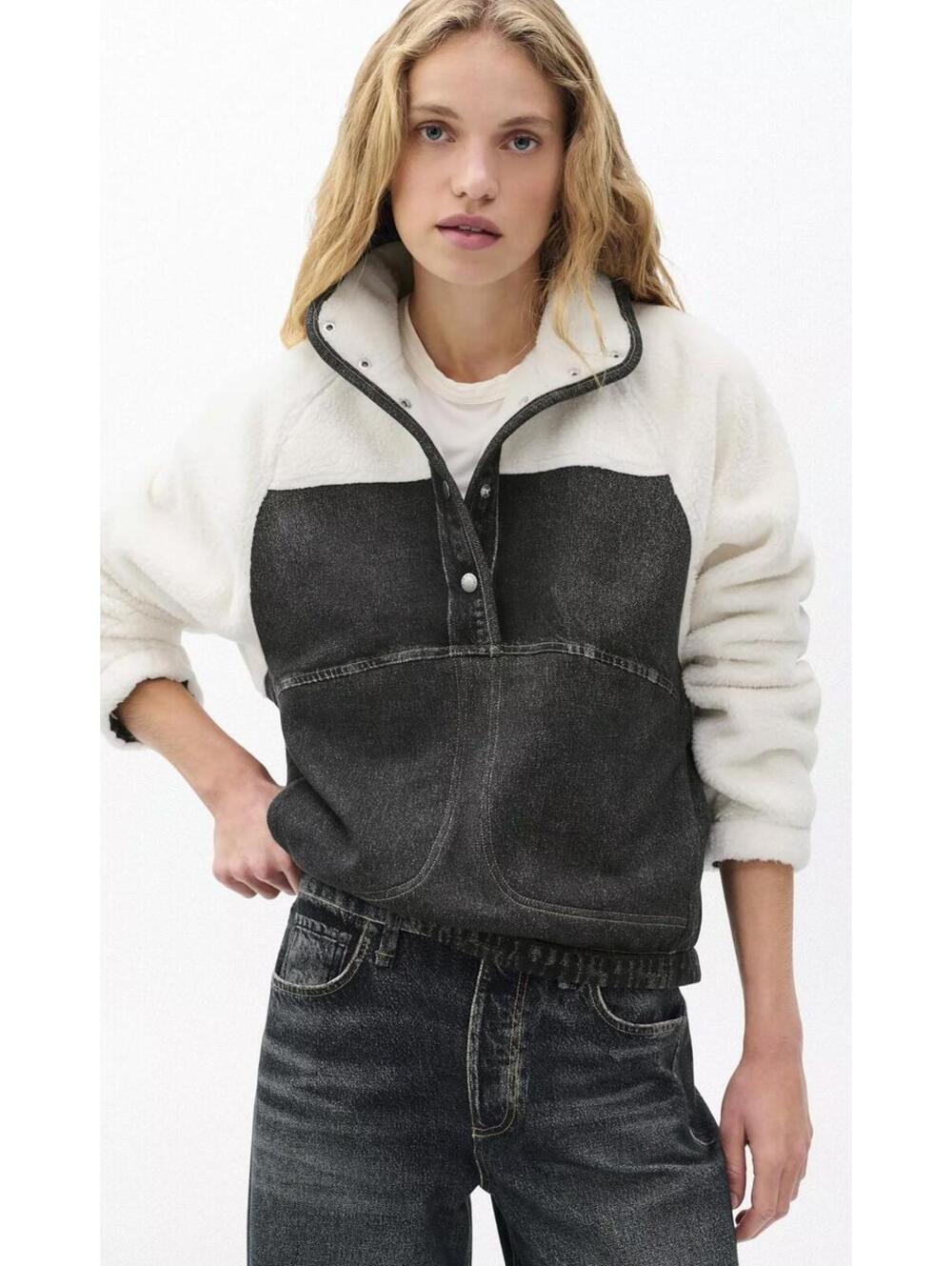 Brand NEW w/ TAGS - rag & bone rb Miramar Sherpa Popover in faded black, size XS